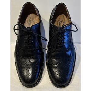 G.H. Bass Shoes Men 8.5 M Oxford Lace up Black Leather Wing Tip